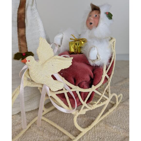 Byers' Choice Caroler Vintage 1991 Woman & Child Toddler Metal Sleigh Fur Muff - Picture 8 of 11